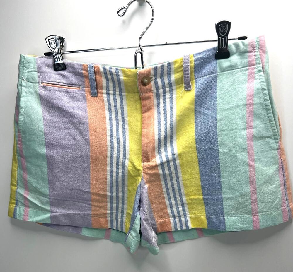Polo Ralph Lauren Mid Rise Striped Preppy Chino Shorts Pastel Women 0